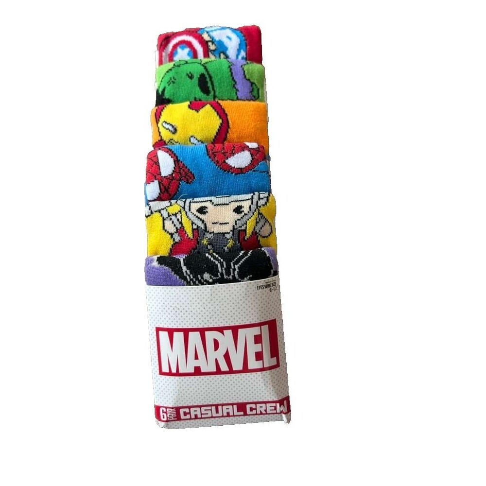 Marvel Casual Crew Men Socks 6 Pairs Captain America Spiderman Ironman New